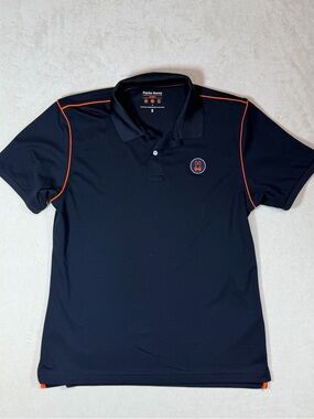 Psycho Bunny Sport Size 6 M/L Black Polo with Orange Contrast Piping